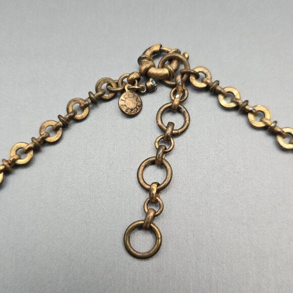 Y2K J Crew Gray Rhinestones & Yellow Accents Statement Necklace 15" Gold Tone - Picture 4 of 8